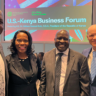 A photo of George Ombado, executive director of ACCOSCA; NCBA CLUSA executive vice president and CFO Val Roach; David Mategwa, chair of the Kenya Union of Savings and Credit Cooperatives; and NCBA CLUSA president and CEO Doug O’Brien (Photo credit: NCBA Clusa)