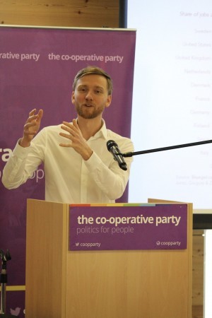 Torsten Bell delivering his speech at the conference (Photograph: the Co-operative Party)